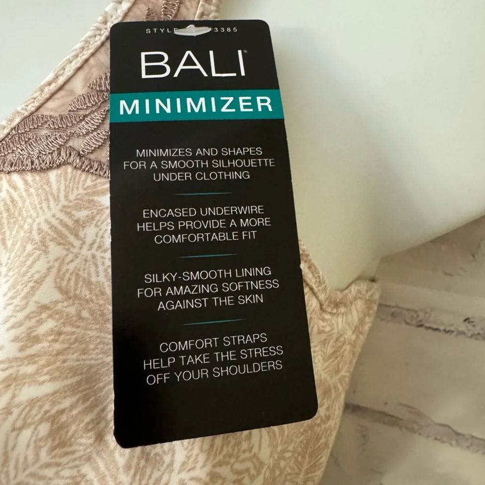 Bali Bra 40D Passion‎ For Comfort Fan Leaf Print Brown Minimizer DF3385 New